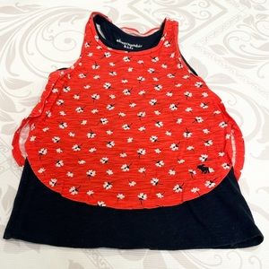 Girls Abercrombie Kids Double Layer Racer Back tank Red & Navy size 5/6